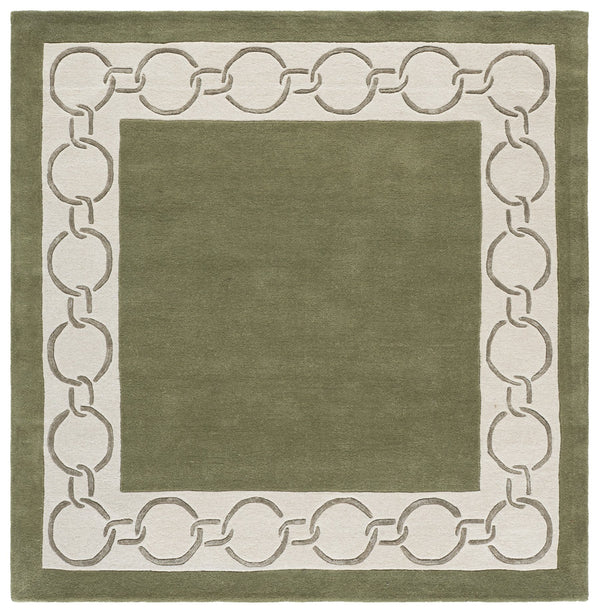 Safavieh Metro Hand-Tufted Round Area Rug In Soothing Green And Ivory, Wool Blend Low-Profile Elegance For Rooms 6'-0" x 6'-0" MET290Y-6R