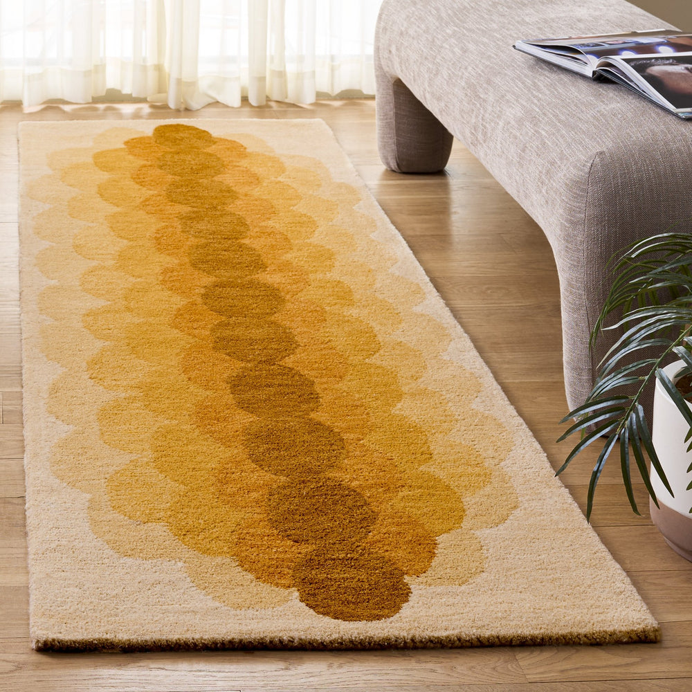 Safavieh Metro Hand-Tufted Yellow Brown Wool-Cotton Rug — Modern Geometric Mid-Century Accent, Low Pile 6'-0" x 6'-0" MET301D-6SQ