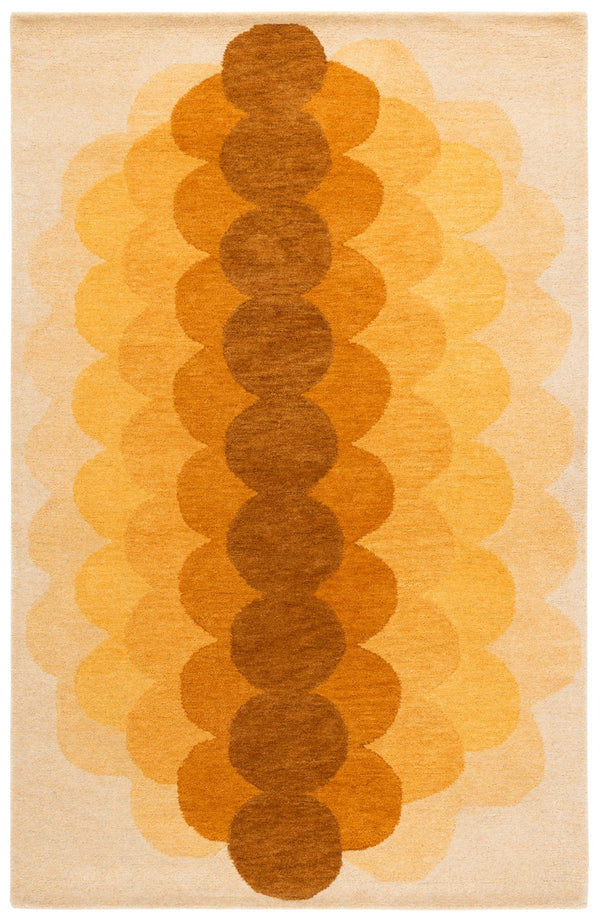 Safavieh Metro Hand‑Tufted Yellow & Brown Wool Blend Rug — Low‑Profile 3/8" Pile, Artisanal Indian Craftsmanship 3'-0" x 5'-0" MET301D-3