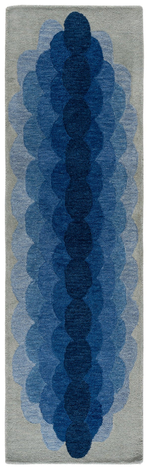 Safavieh Metro Hand-Tufted Navy Blue Wool Rug — Low-Profile 3/8" Pile, Mid-Century Geometric Minimalist Luxury 6'-0" x 6'-0" MET301N-6SQ