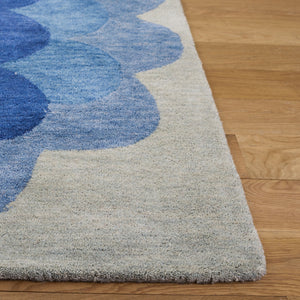 Safavieh Metro Hand-Tufted Navy Blue Wool Rug — Low-Profile 3/8" Pile, Mid-Century Geometric Minimalist Luxury 6'-0" x 6'-0" MET301N-6SQ