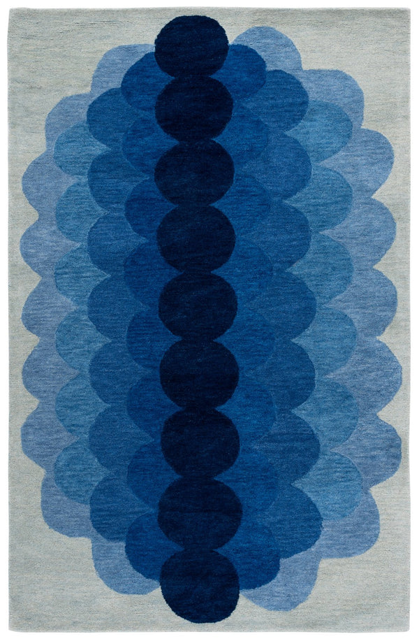 Safavieh Metro Hand-Tufted Navy Blue Wool Rug — Low-Profile 3/8" Pile, Mid-Century Geometric Minimalist Luxury 6'-0" x 6'-0" MET301N-6SQ