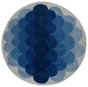 Safavieh Metro Hand-Tufted Navy Blue Wool Rug — Low-Profile 3/8" Pile, Mid-Century Geometric Minimalist Luxury 6'-0" x 6'-0" MET301N-6SQ