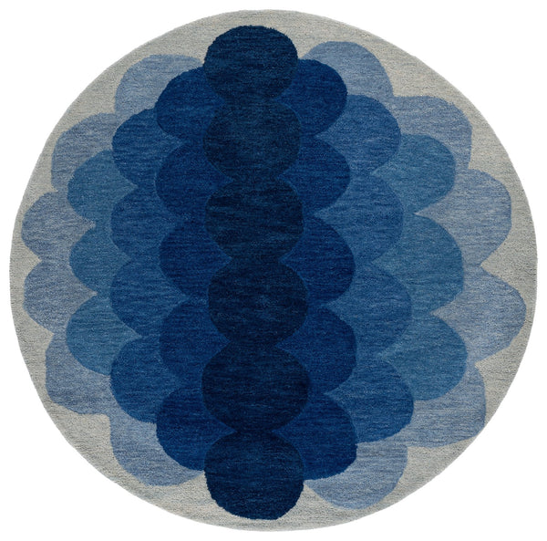 Safavieh Metro Hand-Tufted Navy & Blue Wool Rug — Mid-Century Geometric Accent, Soft Low-Profile Texture 3'-0" x 5'-0" MET301N-3