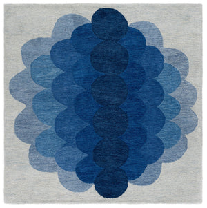 Safavieh Metro Hand-Tufted Navy & Blue Round Rug — Wool-Cotton Blend, Dense Pile, Elegant Focal Accent 6'-0" x 6'-0" MET301N-6R