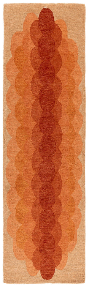 Safavieh Metro Hand-Tufted Orange Rust Runner Rug — Wool-Cotton Low-Pile Mid-Century Modern Hallway Accent 2'-3" x 8'-0" MET301P-28