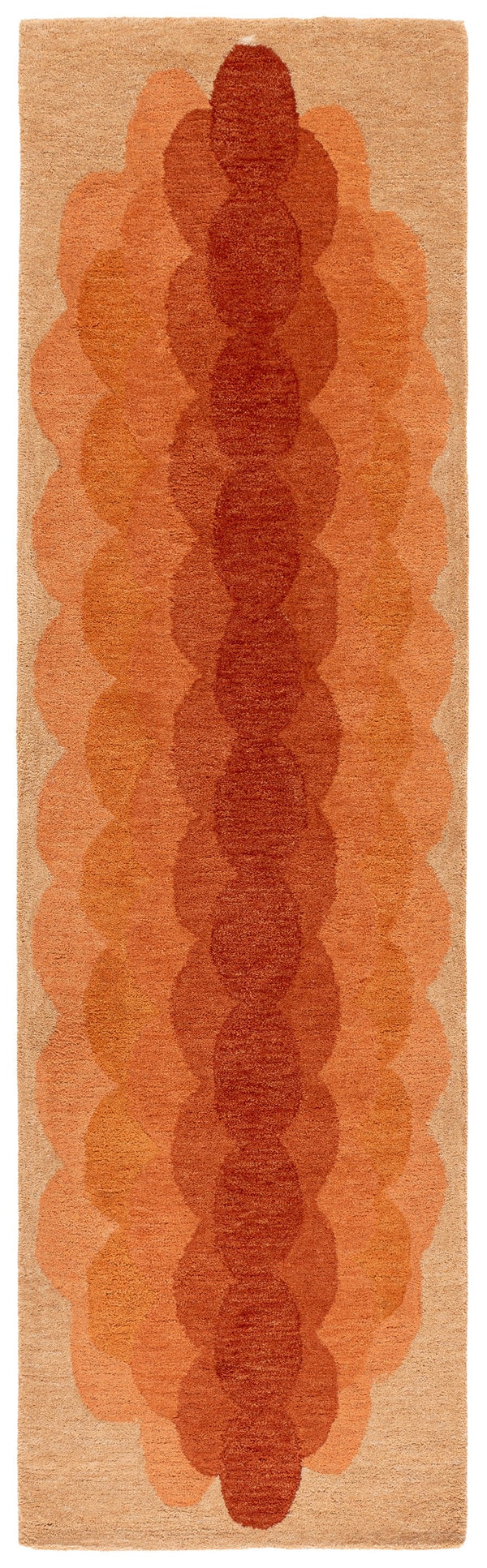 Safavieh Metro Hand-Tufted Orange Rust Runner Rug — Wool-Cotton Low-Pile Mid-Century Modern Hallway Accent 2'-3" x 8'-0" MET301P-28