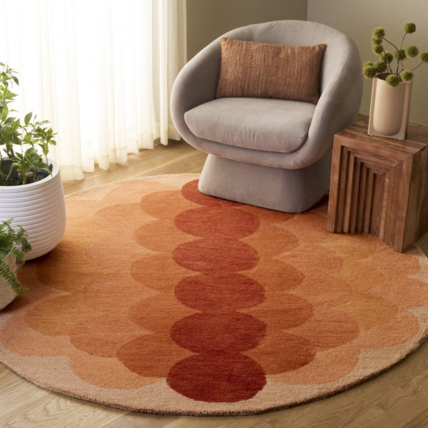 Safavieh Metro Hand-Tufted Orange Rust Runner Rug — Wool-Cotton Low-Pile Mid-Century Modern Hallway Accent 2'-3" x 8'-0" MET301P-28