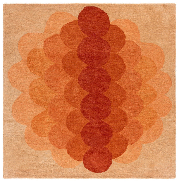 Safavieh Metro Hand-Tufted Orange Rust Wool Rug — Mid-Century Geometric Accent, Soft Low-Profile 8X10 9'-0" x 12'-0" MET301P-9