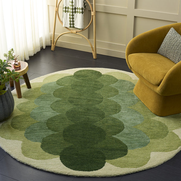Safavieh Metro Hand-Tufted Green Wool-Cotton Rug With Low-Profile Modern Geometric Design For Serene Living Spaces 9'-0" x 12'-0" MET301Y-9