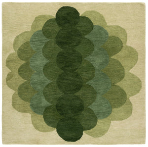Safavieh Metro Hand-Tufted Green Geometric Rug — Wool-Cotton Blend, Mid-Century Modern Accent For Living Rooms 6'-0" x 6'-0" MET301Y-6SQ