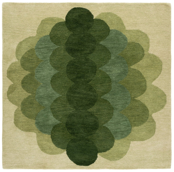 Safavieh Metro Hand-Tufted Green Geometric Rug — Wool-Cotton Blend, Mid-Century Modern Accent For Living Rooms 6'-0" x 6'-0" MET301Y-6SQ