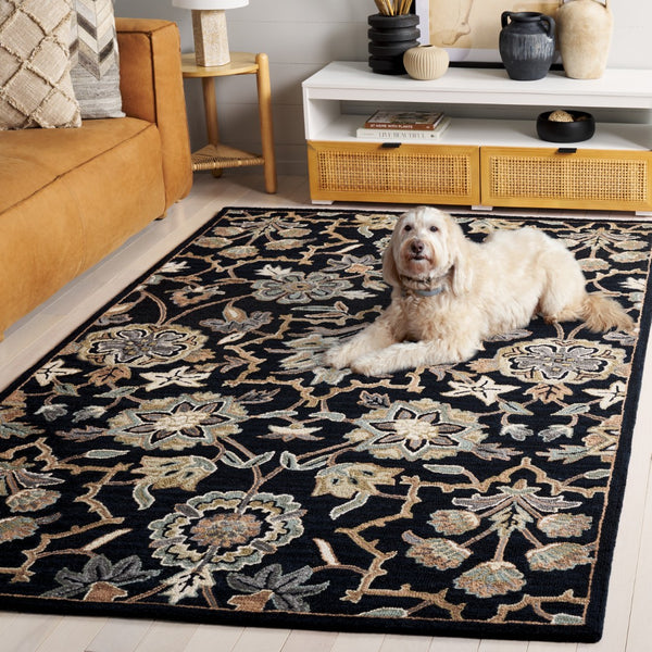 Safavieh Metro Hand-tufted Area Rug - Luxurious Indian Craftsmanship In Elegant Floral Design For Your Home Black ,Beige 80% Wool 20% Cotton Met325z-9