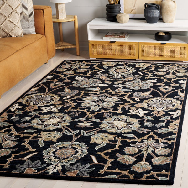 Safavieh Metro Hand-tufted Area Rug - Luxurious Indian Craftsmanship In Elegant Floral Design For Your Home Black ,Beige 80% Wool 20% Cotton Met325z-9