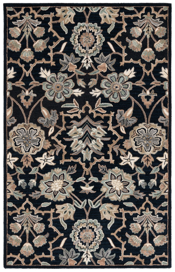 Safavieh Metro Hand-tufted Area Rug - Luxurious Indian Craftsmanship In Elegant Floral Design For Your Home Black ,Beige 80% Wool 20% Cotton Met325z-9