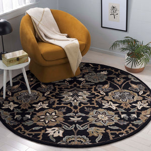 Safavieh Metro Hand-tufted Area Rug - Luxurious Indian Craftsmanship In Elegant Floral Design For Your Home Black ,Beige 80% Wool 20% Cotton Met325z-9