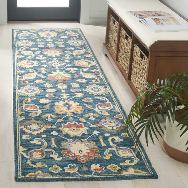 Safavieh Metro 326 Hand Tufted Transitional Rug Dark Grey / Red 2'-3" x 8'