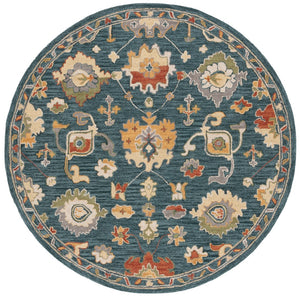 Safavieh Metro 326 Hand Tufted Transitional Rug Dark Grey / Red 6' x 6' Round