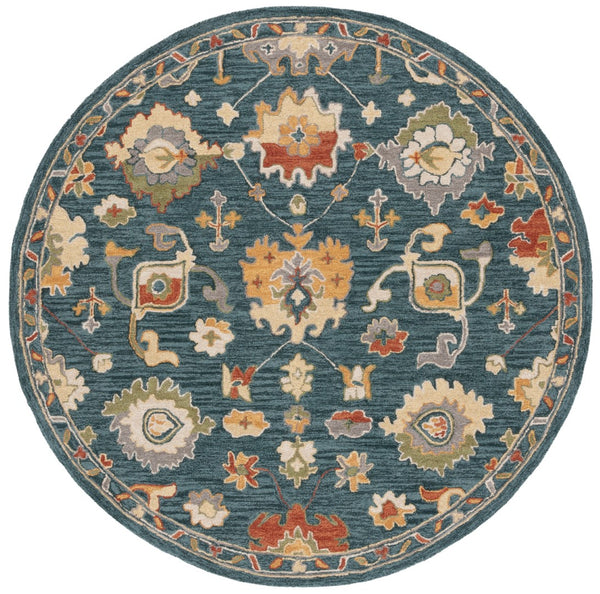 Safavieh Metro 326 Hand Tufted Transitional Rug Dark Grey / Red 6' x 6' Round