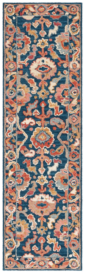 Safavieh Metro Hand-tufted Wool And Cotton Rug With Rich Colors And Intricate Floral Geometric Design Navy ,Red 80% Wool 20% Cotton Met328n-25