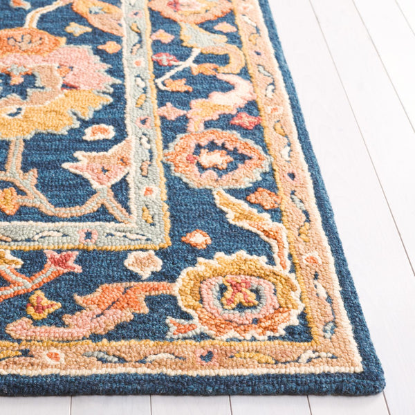 Safavieh Metro Hand-tufted Wool And Cotton Rug With Rich Colors And Intricate Floral Geometric Design Navy ,Red 80% Wool 20% Cotton Met328n-25