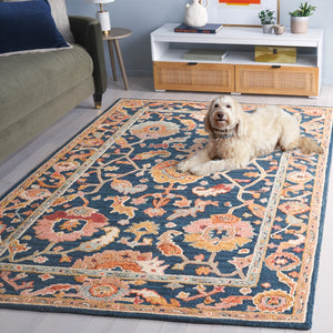 Safavieh Metro Hand-tufted Wool And Cotton Rug With Rich Colors And Intricate Floral Geometric Design Navy ,Red 80% Wool 20% Cotton Met328n-25