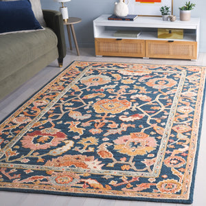 Safavieh Metro Hand-tufted Wool And Cotton Rug With Rich Colors And Intricate Floral Geometric Design Navy ,Red 80% Wool 20% Cotton Met328n-25
