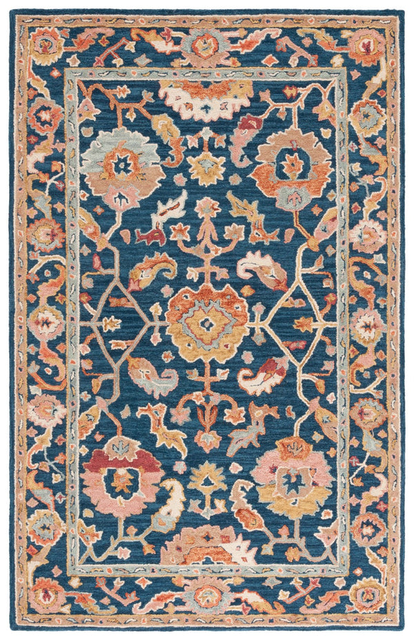 Safavieh Metro Hand-tufted Wool And Cotton Rug With Rich Colors And Intricate Floral Geometric Design Navy ,Red 80% Wool 20% Cotton Met328n-25
