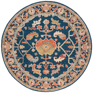 Safavieh Metro 328 Hand Tufted Transitional Rug Navy / Red 6' x 6' Round
