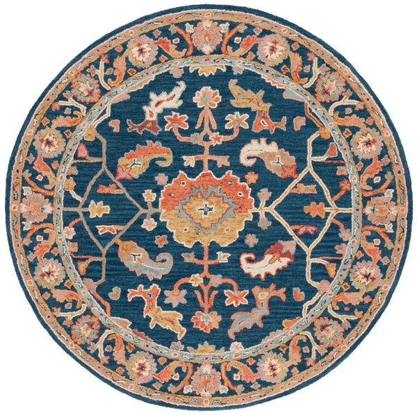 Safavieh Metro 328 Hand Tufted Transitional Rug Navy / Red 6' x 6' Round