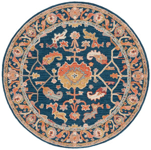 Safavieh Metro Hand-tufted Wool And Cotton Rug With Rich Colors And Intricate Floral Geometric Design Navy ,Red 80% Wool 20% Cotton Met328n-25