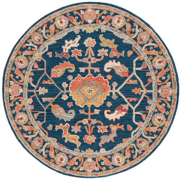 Safavieh Metro Hand-tufted Wool And Cotton Rug With Rich Colors And Intricate Floral Geometric Design Navy ,Red 80% Wool 20% Cotton Met328n-25