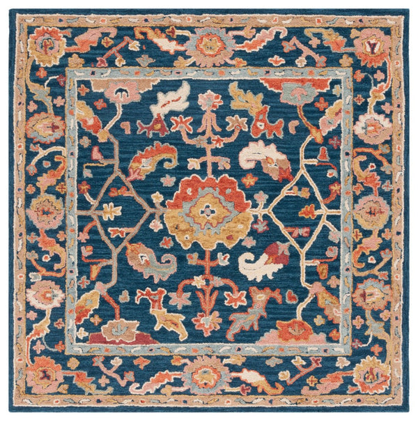 Safavieh Metro Hand-tufted Wool And Cotton Rug With Rich Colors And Intricate Floral Geometric Design Navy ,Red 80% Wool 20% Cotton Met328n-25