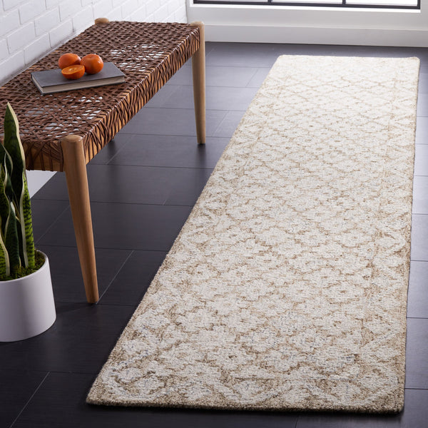 Safavieh Metro Hand-Tufted Beige And Sage Area Rug — 0.5" Low Pile, 80% Wool Natural Fibers, Transitional Charm 8'-0" x 8'-0" MET357W-8SQ