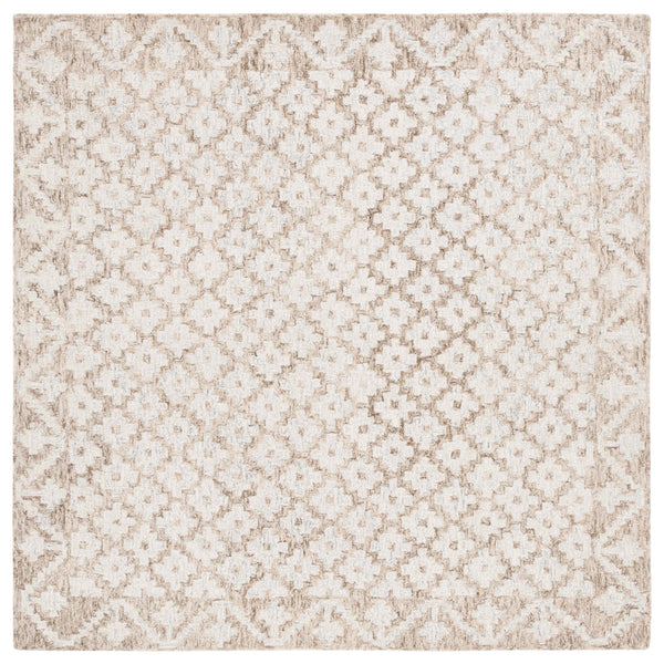 Safavieh Metro Hand-Tufted Beige And Sage Area Rug — 0.5" Low Pile, 80% Wool Natural Fibers, Transitional Charm 8'-0" x 8'-0" MET357W-8SQ