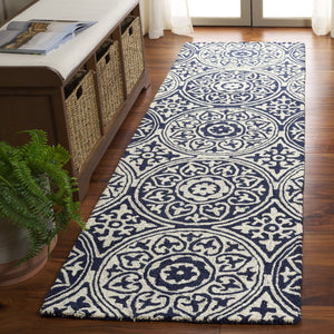Safavieh Metro Hand-tufted Area Rug - Timeless Elegance With Medallion Motifs For Modern Home Décor Delight Blue ,Ivory 80% Wool,20% Cotton Met377m-3