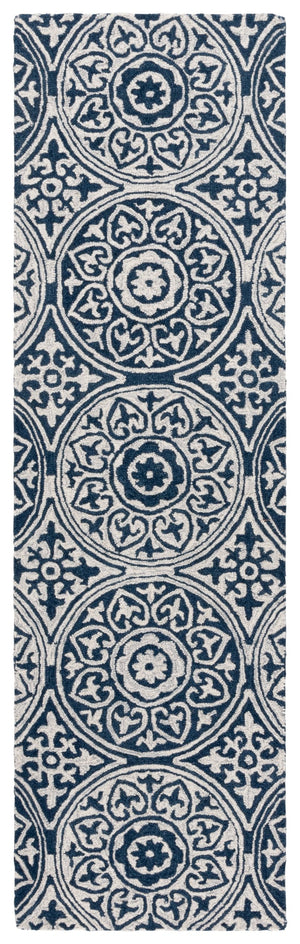 Safavieh Metro Hand-tufted Area Rug - Timeless Elegance With Medallion Motifs For Modern Home Décor Delight Blue ,Ivory 80% Wool,20% Cotton Met377m-3