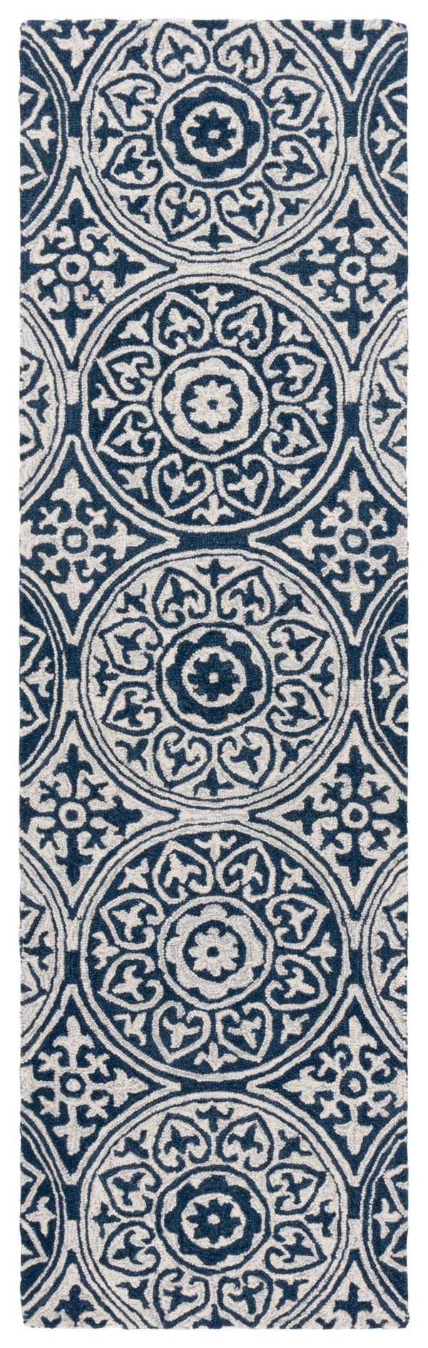 Safavieh Metro Hand-tufted Area Rug - Timeless Elegance With Medallion Motifs For Modern Home Décor Delight Blue ,Ivory 80% Wool,20% Cotton Met377m-3