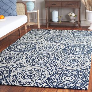 Safavieh Metro Hand-tufted Area Rug - Timeless Elegance With Medallion Motifs For Modern Home Décor Delight Blue ,Ivory 80% Wool,20% Cotton Met377m-3