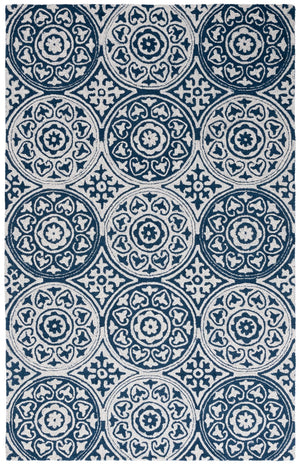 Safavieh Metro Hand-tufted Area Rug - Timeless Elegance With Medallion Motifs For Modern Home Décor Delight Blue ,Ivory 80% Wool,20% Cotton Met377m-3