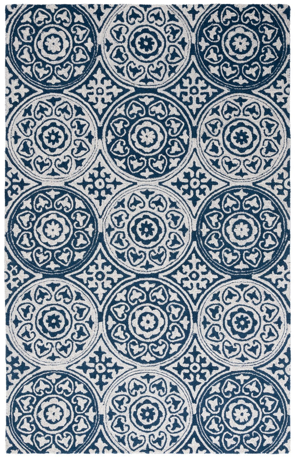 Safavieh Metro Hand-tufted Area Rug - Timeless Elegance With Medallion Motifs For Modern Home Décor Delight Blue ,Ivory 80% Wool,20% Cotton Met377m-3