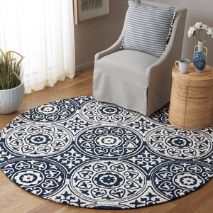 Safavieh Metro Hand-tufted Area Rug - Timeless Elegance With Medallion Motifs For Modern Home Décor Delight Blue ,Ivory 80% Wool,20% Cotton Met377m-3