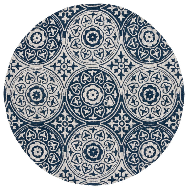 Safavieh Metro Hand-tufted Area Rug - Timeless Elegance With Medallion Motifs For Modern Home Décor Delight Blue ,Ivory 80% Wool,20% Cotton Met377m-3