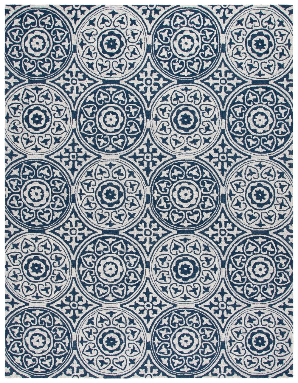 Safavieh Metro Hand-tufted Area Rug - Timeless Elegance With Medallion Motifs For Modern Home Décor Delight Blue ,Ivory 80% Wool,20% Cotton Met377m-3