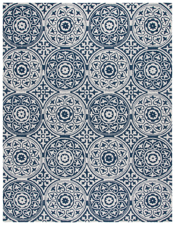 Safavieh Metro Hand-tufted Area Rug - Timeless Elegance With Medallion Motifs For Modern Home Décor Delight Blue ,Ivory 80% Wool,20% Cotton Met377m-3