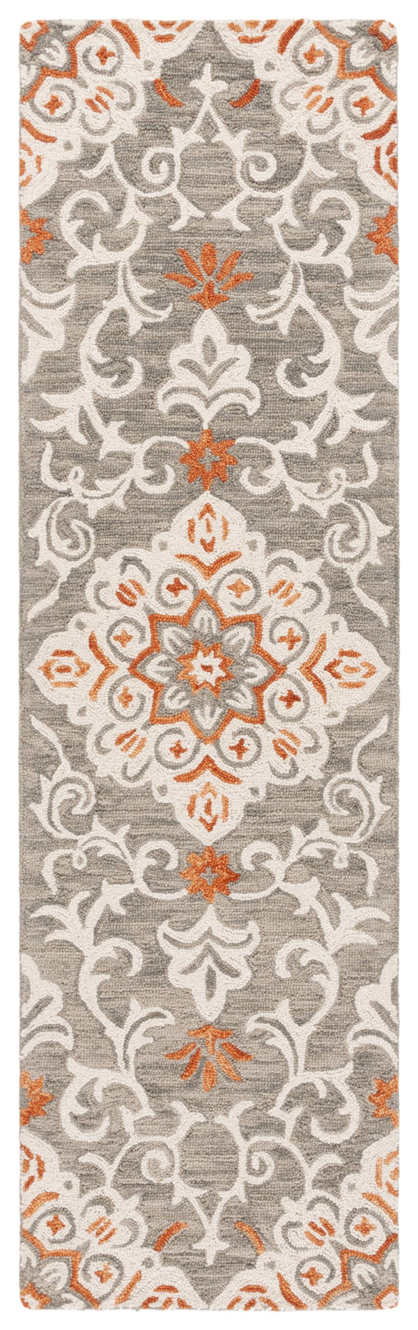 Safavieh Metro Hand-tufted Area Rug - Elegant Floral Design In Luxurious Grey And Rust For Timeless Style Grey ,Rust 80% Wool,20% Cotton Met379f-28