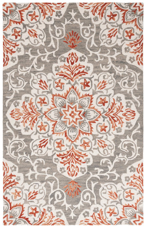 Safavieh Metro Hand-tufted Area Rug - Elegant Floral Design In Luxurious Grey And Rust For Timeless Style Grey ,Rust 80% Wool,20% Cotton Met379f-28