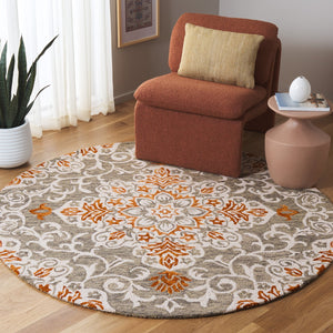 Safavieh Metro Hand-tufted Area Rug - Elegant Floral Design In Luxurious Grey And Rust For Timeless Style Grey ,Rust 80% Wool,20% Cotton Met379f-28