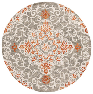 Safavieh Metro Hand-tufted Area Rug - Elegant Floral Design In Luxurious Grey And Rust For Timeless Style Grey ,Rust 80% Wool,20% Cotton Met379f-28