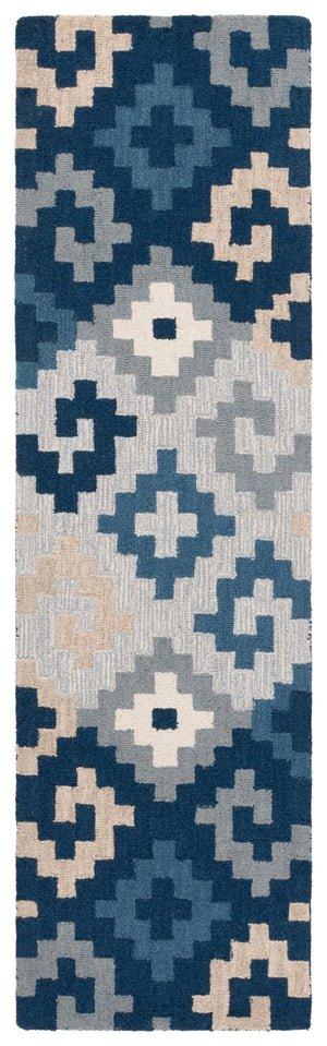 Safavieh Metro Hand-tufted Area Rug In Blue And Ivory - Contemporary Design With Luxurious Comfort For Your Home Blue ,Ivory 80% Wool,20% Cotton Met380m-3